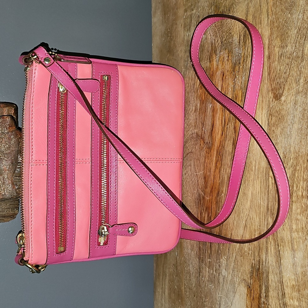 Coach Bonnie Barbie Pink Leather Crossbody Muti Zip Bag - Picture 2 of 7